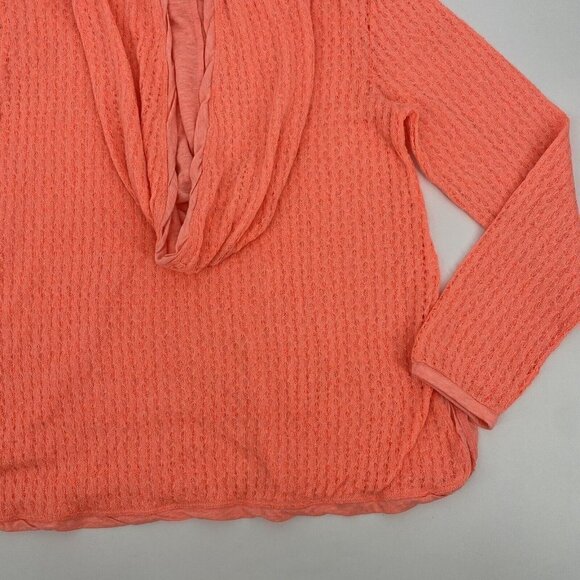 Hello Nite Size Small Coral Hoodie Waffle Knit Sweater Oversized NWT - Picture 10 of 10
